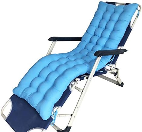 Lounge Chair Cushions, Thickened Patio Indoor/Outdoor 60-Inch Overstuffed Recliner Portable Durable Sun Lounger Mattress (Lake Blue)