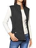Allegra K Woman Zip Up Front Stand Collar Quilted Padded Vest L Black