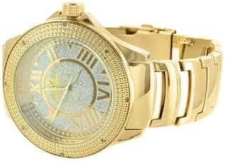 Gold Finish Numeral Hour Markers Diamond Bezel Casual Wear Ice Mania Jojo Watch