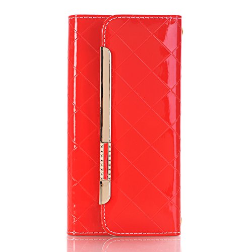 Samsung Galaxy S8 Wallet Case,Stylish Cute Women/Girls Wallet Case with Shoulder Strap, YiMiky PU Leather Flip HandBag Card Holder Protective Case for Samsung Galaxy S8 2017-Red