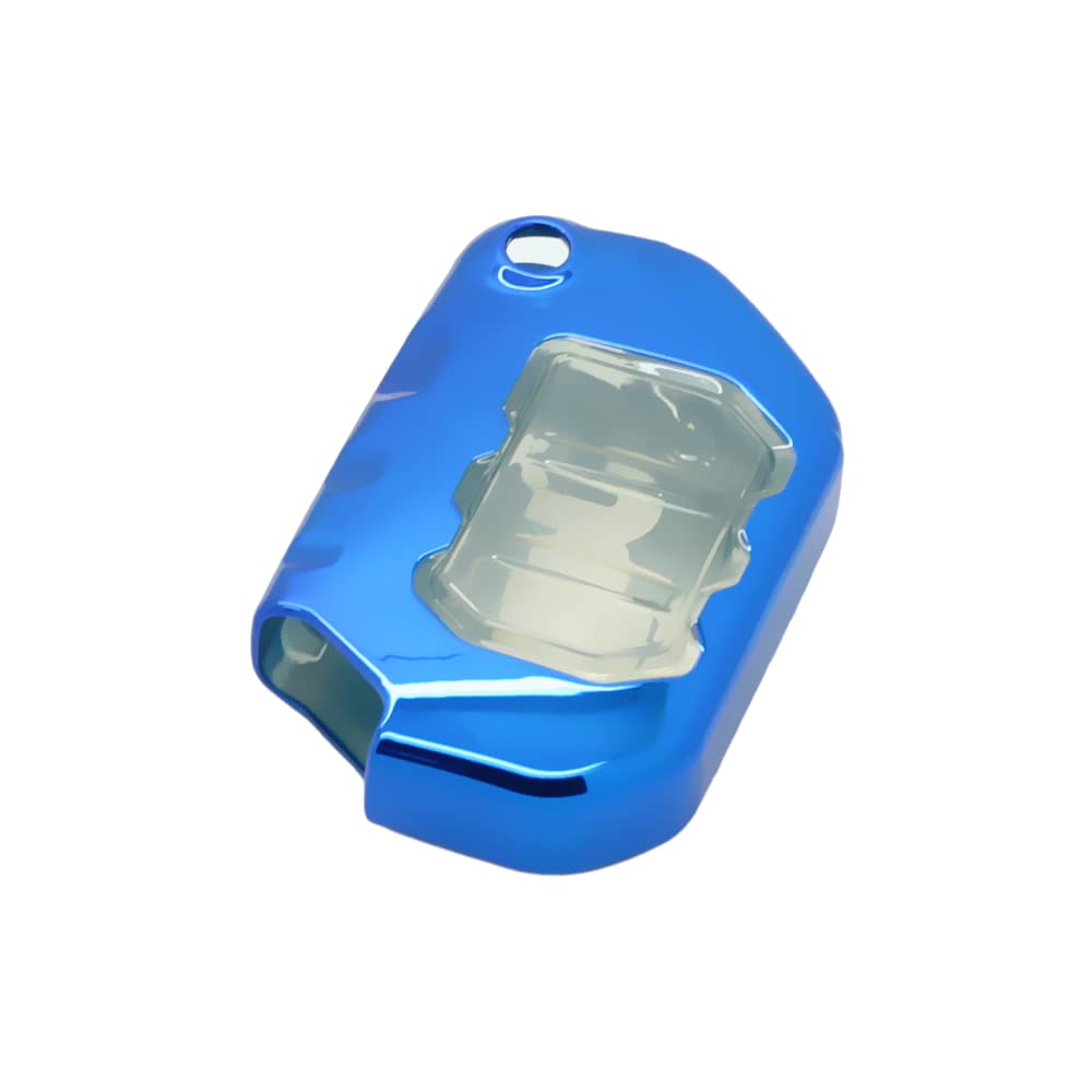 BROVACS Soft TPU Case Shell Cover Protector Holder Compatible with JEEP Wrangler JL JLU Gladiator JT Flip Remote Key Fob 2 3 4 Button SV9750 Blue