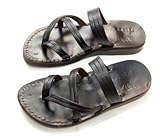 Unisex Adults/Children Genuine Leather Biblical Sandals / Flip flops (Jesus - Yashua) Bethlehem Black Style - Holy Land Market Camel Trademark