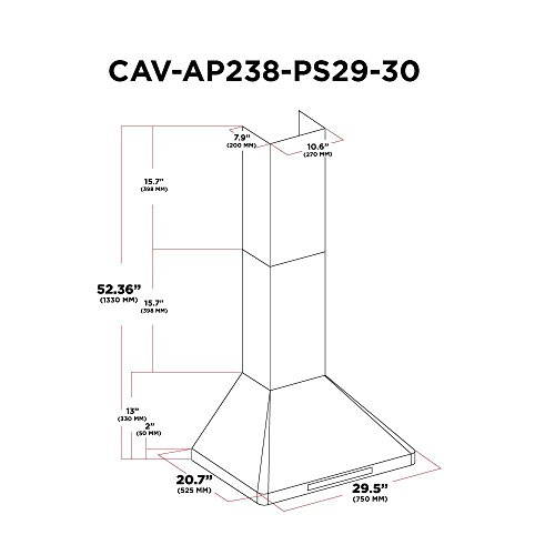 CAVALIERE 30" Inch Wall Mounted Stainless Steel Kitchen Range Hood 900 CFM