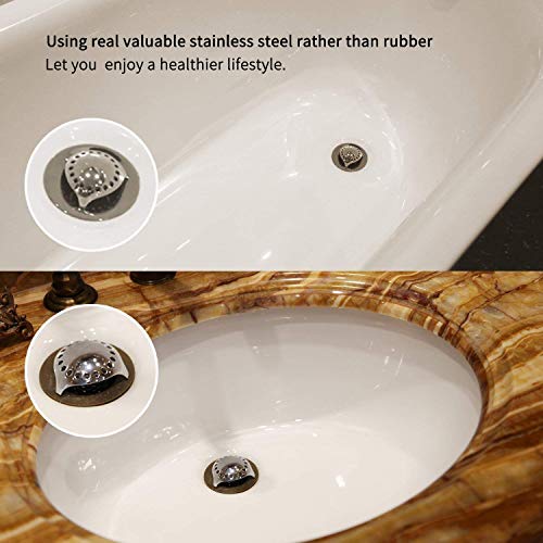 Uxoz 2 Pack Drain Hair Catcher,Stainless Steel Sink Drain Protector, Anti-Rust, Durable Use, Match Drain Sizes from 1'' to 1.42'' ...