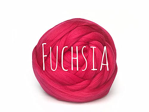 Chunky Wool - Fuchsia - for arm Knitting Chunky Blanket Weaving Felting Jumbo Yarn Giant Wool Soft 50g (0.11lb) — image 1