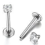 Freedi 2pcs 16G 3mm Cubic Zirconia Inlaid Lip Rings Labret Nose Studs Helix Round Shape Stud Earring Body Piercing Jewelry
