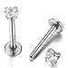 Freedi 2pcs 16G 3mm Cubic Zirconia Inlaid Lip Rings Labret Nose Studs Helix Round Shape Stud Earring Body Piercing Jewelry