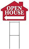 OPEN HOUSE Sign Kit with Arrow - House Shape Corrugated Sign INCLUDES 24