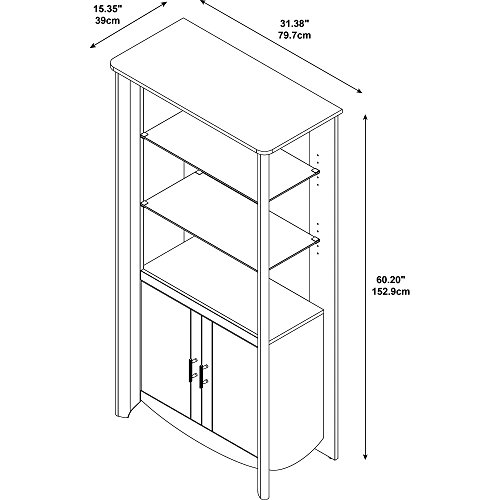 Bush Furniture Aero Tall Library Storage Cabinet with Doors in Pure White - Thumbnail 5
