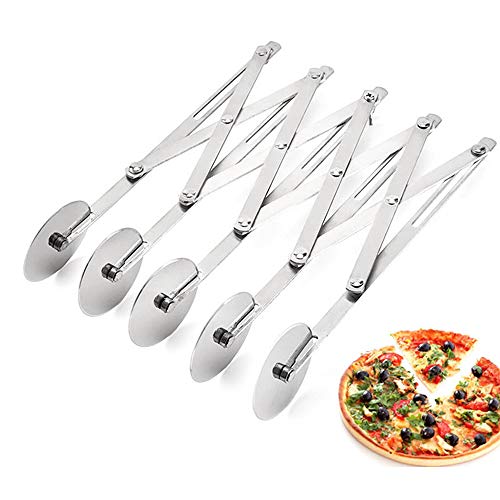 5 Wheel Pastry Cutter, Pizza Slicer, Multi-Round Dough Cutters, Expandable Baking Roller Pastry Knife for Pizza Pies Waffles Cookies