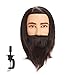 Traininghead 8-10'' Male Mannequin Head 100% Human Hair Hairdresser Salon Training Practice Head Manikin Cosmetology Doll Head With Clamp Stand (Black)