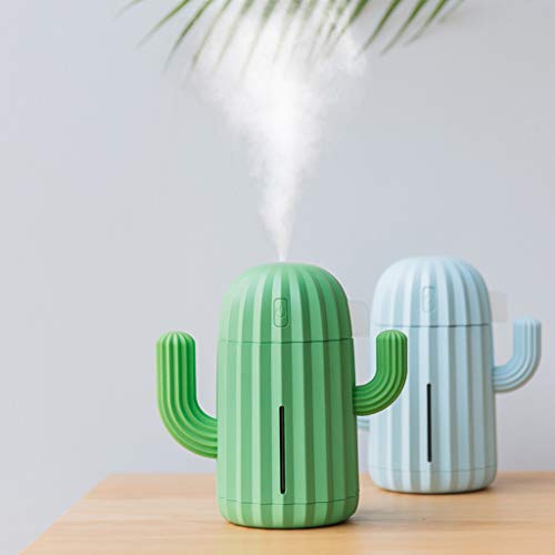 Mlide Cactus Humidifier,340ML Mini Creative Air Diffuser Home Office Car Portable Air Humidifier (Green)