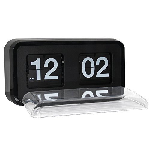 KABB Modern Minimalist Mechanical Retro Flip Down Desk & Wall Clock with Internal Gear Operated,10.5 Inch Black - Thumbnail 2
