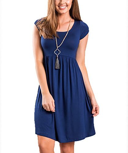 Closhion Women's Casual Dresses Solid Color Elegant A Line Dress