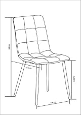 mcc direct Set of 2 Faux Matte Suede Dining Chairs Dark Grey with Metal Legs view 5