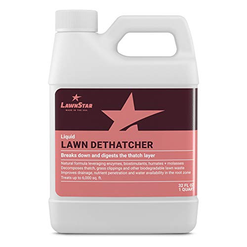 LawnStar Liquid Lawn Dethatcher (32 OZ) - Easy Alternative to Dethatch Rake & Mower - Digests Harmful Thatch Layer - Pair with Liquid Aerator - American Made