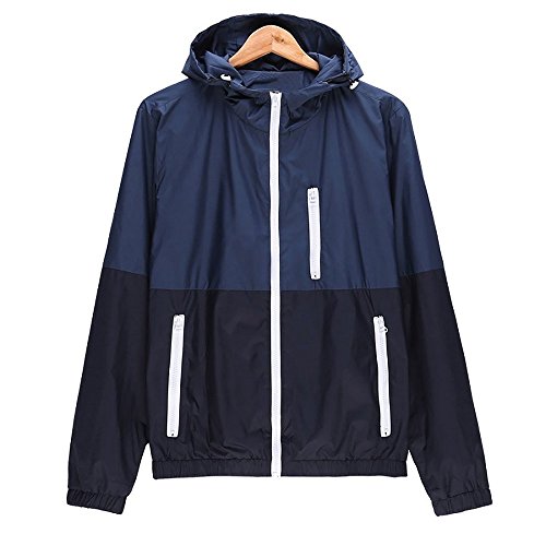 ZCL Women Quick Dry Windbreaker, Autumn Lightweight Hooded Jacket Sun Protection Outerwear Deepblue US Size M