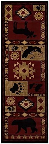Rug Empire FS28P NORTH TERR Northern Territory Lodge Rustic Bear Moose Snow Area Rug, 2'7 x 7'10