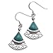 925 Sterling Silver Blue Turquoise Gemstones Filigree Triangle Dangle Earrings - Nickel Free