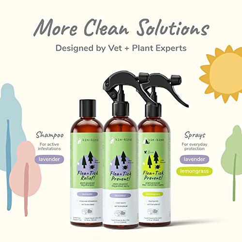 kin+kind Flea and Tick Spray for Dogs (12 fl oz) PlantBased Dog Spray Vet Formulated with
