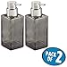 mDesign Modern Square Glass Refillable Foaming Hand Soap Dispenser Pump Bottle for Bathroom Vanities or Kitchen Sink, Countertops - 2 Pack, Smoke/Brushed