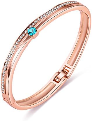 Bracelet, ORIGIN BEAUTY Blue Droplet Bangle Bracelet Made with Blue Austrian Crystal Ideal Birthday Christmas Gifts for Women Daughter Girlfriend Mother