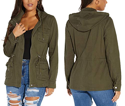 SheKiss Women's Zip Up Safari Military Anorak Jackets Camouflage Lightweight Outwear Coat with Pockets