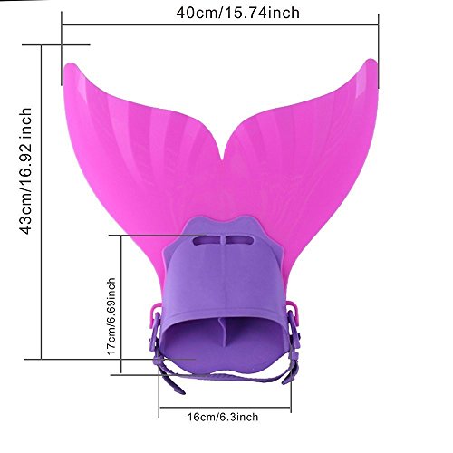 Chezaa Mermaid Mono Fin Swimming Mermaid Flipper Tails for Girls Kids with Monofin (Pink)