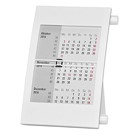Truento 3-Monats-Tischkalender für 2 Jahre (2019 und 2020) - mit Drehmechanik - Aufstellkalender - weiß/weiß