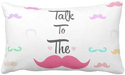 Standard Pillowcase Decorative Funny Girly Talk To The Mustache Bright Pink Heart Pillow Cover 20x30 Inches