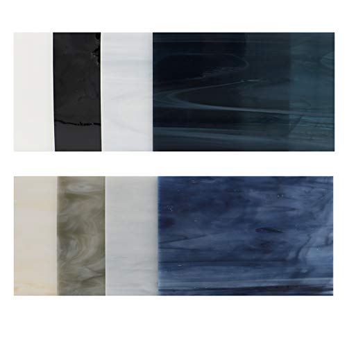LITMIND 8 Sheets Stained Glass Variety Pack, 4 x 6 inch Mosaic Tiles Glass for Crafts, Art Glass