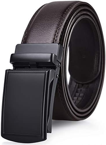 Newhey ベルト メンズ 革 公式ストア ビジネス おしゃれ オートロック式 穴なし カジュアル ブラック 125cm 紳士 115cm カットフリータイプ 箱付き ブラウン