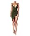 YS.DAMAI Women's Sexy Deep V Neck Sleeveless Spaghetti Strap Bodycon Wrap Dress Front Slit Bandage Midi Club Dress(ArmyGreen,S)