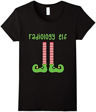 Women's Radiology RT Rad Tech Santa Elf Socks Shoes Holiday T-Shirt Large Black