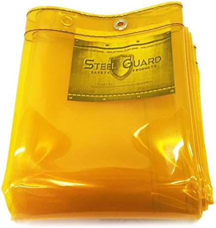 Welding Curtain - H- 6' x W- 8' - See-Thru 14 mil Yellow Transparent Welding Curtain