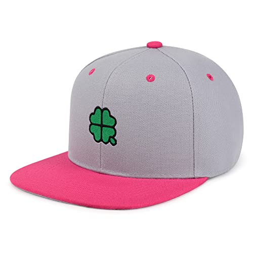 Four Leaf Clover Hip-Hop Snapback Hat Embroidered Light Grey and Pink Two Tone Baseball Cap Clove Lucky at Amazon