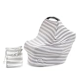 Munchkins & Milestones 3-in-1 Baby Car Seat, Shopping Cart & Nursing Cover with Carry Pouch - Grey & White