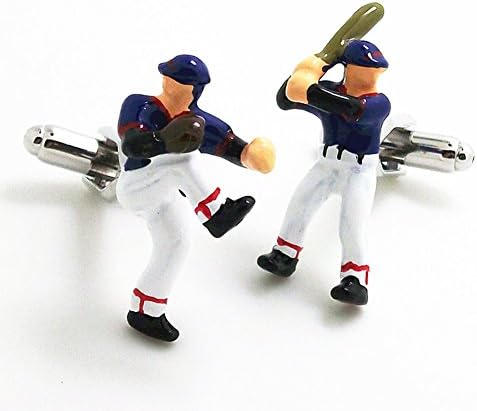 Covink Baseball Players Set Cufflinks Baseball Pitcher and Hitter Cufflinks Men Sleeve Button