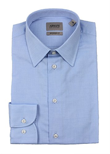 Armani Collezioni Men's Cotton Dress Shirt Modern Fit Blue VCCM5L VC37C 700 (USA15.75/EURO40)