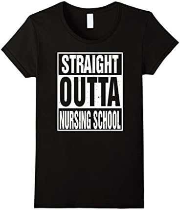 Women's Straight Outta Nursing School T-Shirt Large Black