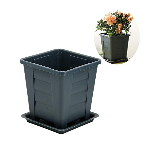 Jjoer Blumentopf Mit Untersetzer Quadratische Kunststoff PflanztöPfe BlumentöPfe Plastik Sicher Und Ungiftig Blumentopf… – Bild 4