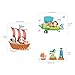 DECOWALL DAT-1506 Animal Ships and 3 Biplanes Kids Wall Stickers Wall Decals Peel and Stick Removable Wall Stickers for Kids Nursery Bedroom Living Room décor