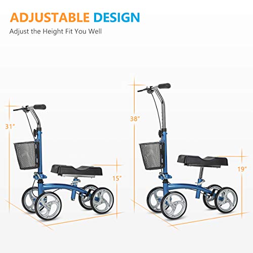 OasisSpace Small Size Foldable Knee Scooter Walker for Foot Injuries