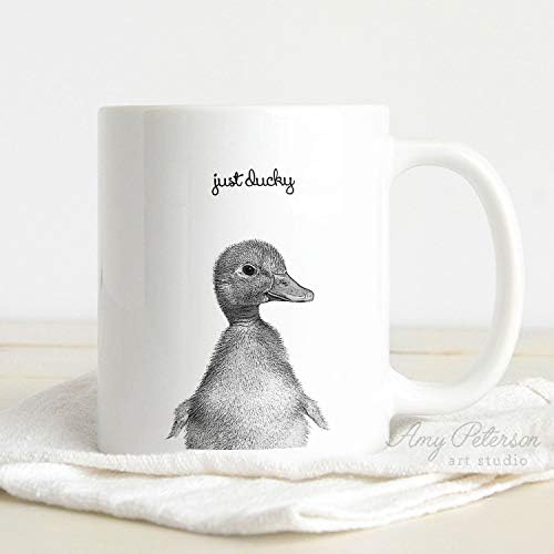 Just Ducky Baby Duck Mug, Woodland Baby Animal 11oz Coffee Mug, Animal Baby Art By Amy Peterson Tea Cup for Office Home Mug Winter Mug