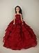Deep Red Gown with Layers of Ruffle Details Made to Fit Barbie Doll
