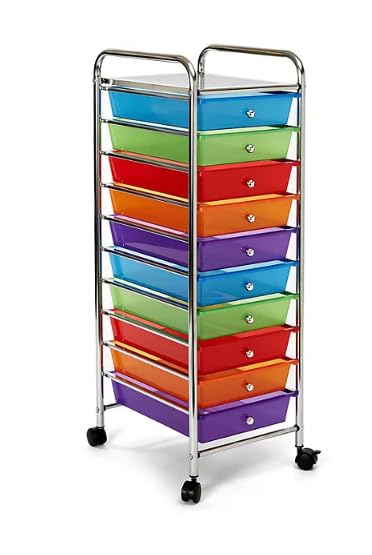 Photo 1 of 10 Drawer Rolling Storage Cart with Casters, Organizer for Kitchen, Bathroom, Bedroom, Living Room, Office (Multi-Color, 1 PACK)