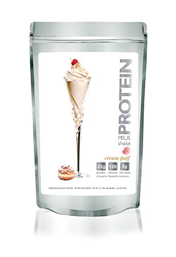 Protein Milkshake Low Carb Protein Powder - Cream Puff 100% Premium Whey Protein, 30 Servings -2.13 LB Protein Milkshake Low Carb Protein Powder - Cream Puff 100% Premium Whey Protein, 30 Servings -2.13 LB