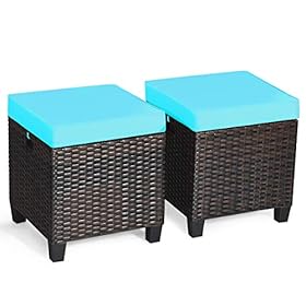 Tangkula 2 Pieces Outdoor Patio Ottoman, All Weather Rattan Wicker Ottoman Seat, Patio Rattan Furniture, Outdoor… 41tRSpVN%2BnL