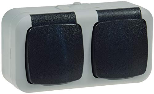 Feuchtsteckdose 2-fach IP44 Aufputz Doppel-Steckdose für Feuchtraum Aussen Steckdose mit Klappdeckel - 250V 16A… – Bild 3