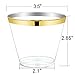 9 oz Gold Rimmed Plastic Cups Clear Plastic Tumblers - Disposable Hard Party Wedding Plastic Cups 60 Pack (Gold Cups)